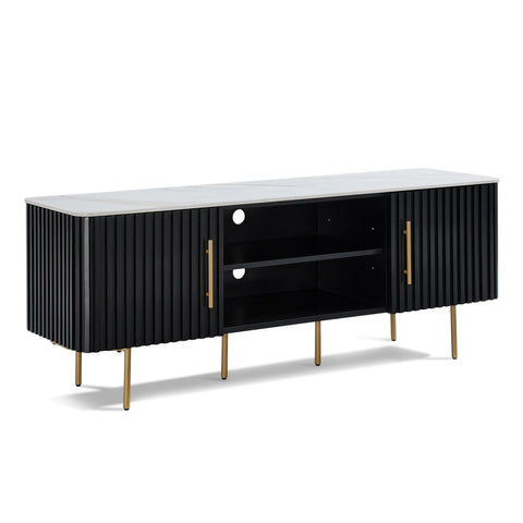 Haven Black Marble Effect Ceramic Top & Wooden Base TV Cabinet