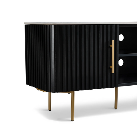 Haven Black Marble Effect Ceramic Top & Wooden Base TV Cabinet