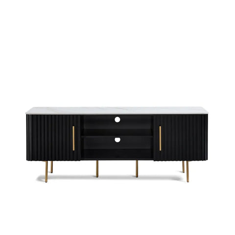 Haven Black Marble Effect Ceramic Top & Wooden Base TV Cabinet