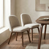 Hearthwood Set of 2 Dining Chairs, Walnut Effect Ash Solid Wood | Beige Boucle Fabric