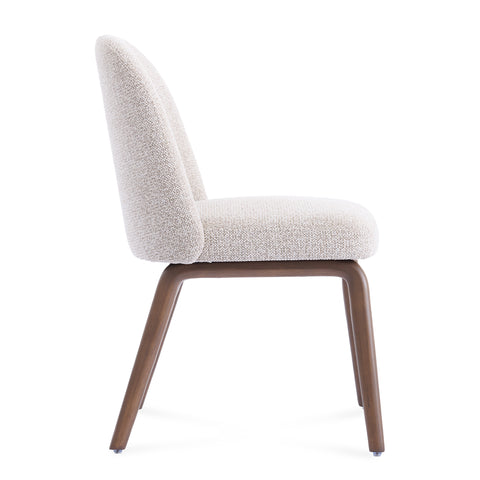 Hearthwood Set of 2 Dining Chairs, Walnut Effect Ash Solid Wood | Beige Boucle Fabric