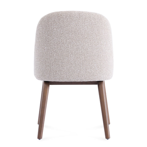 Hearthwood Set of 2 Dining Chairs, Walnut Effect Ash Solid Wood | Beige Boucle Fabric