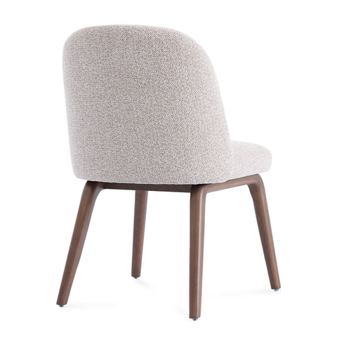 Hearthwood Set of 2 Dining Chairs, Walnut Effect Ash Solid Wood | Beige Boucle Fabric