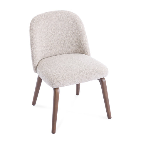 Hearthwood Set of 2 Dining Chairs, Walnut Effect Ash Solid Wood | Beige Boucle Fabric