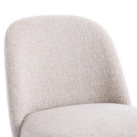 Hearthwood Set of 2 Dining Chairs, Walnut Effect Ash Solid Wood | Beige Boucle Fabric
