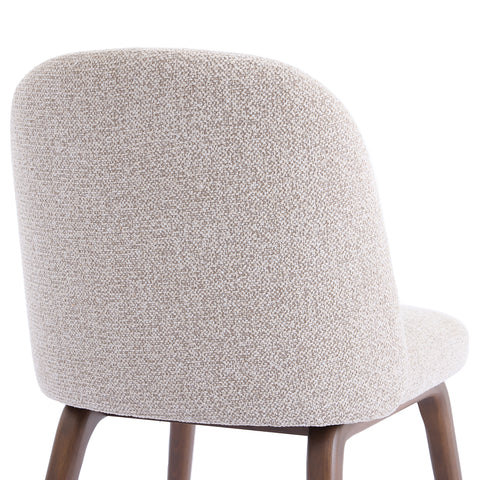 Hearthwood Set of 2 Dining Chairs, Walnut Effect Ash Solid Wood | Beige Boucle Fabric