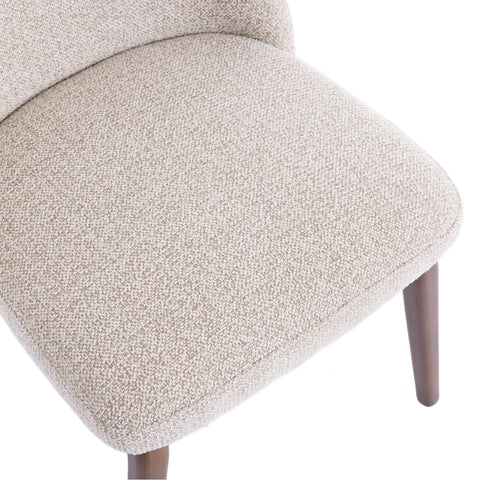 Hearthwood Set of 2 Dining Chairs, Walnut Effect Ash Solid Wood | Beige Boucle Fabric
