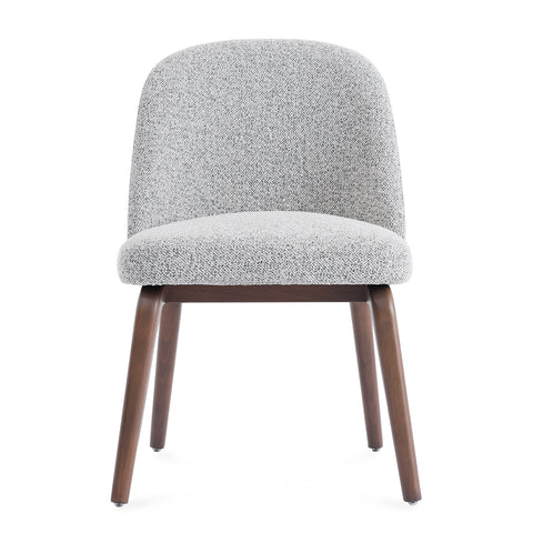 Hearthwood Set of 2 Dining Chairs, Walnut Effect Ash Solid Wood | Light Grey Boucle Fabric