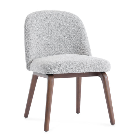 Hearthwood Set of 2 Dining Chairs, Walnut Effect Ash Solid Wood | Light Grey Boucle Fabric