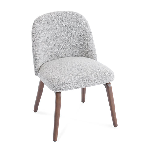 Hearthwood Set of 2 Dining Chairs, Walnut Effect Ash Solid Wood | Light Grey Boucle Fabric