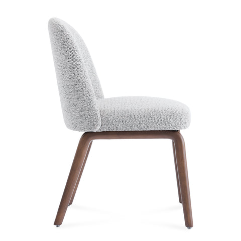 Hearthwood Set of 2 Dining Chairs, Walnut Effect Ash Solid Wood | Light Grey Boucle Fabric