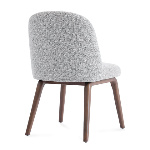 Hearthwood Set of 2 Dining Chairs, Walnut Effect Ash Solid Wood | Light Grey Boucle Fabric