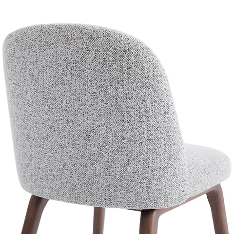 Hearthwood Set of 2 Dining Chairs, Walnut Effect Ash Solid Wood | Light Grey Boucle Fabric