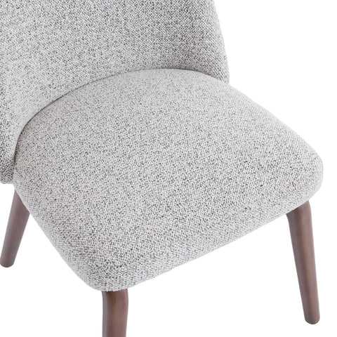 Hearthwood Set of 2 Dining Chairs, Walnut Effect Ash Solid Wood | Light Grey Boucle Fabric