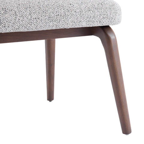Hearthwood Set of 2 Dining Chairs, Walnut Effect Ash Solid Wood | Light Grey Boucle Fabric
