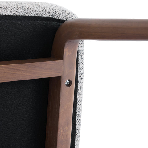 Hearthwood Set of 2 Dining Chairs, Walnut Effect Ash Solid Wood | Light Grey Boucle Fabric