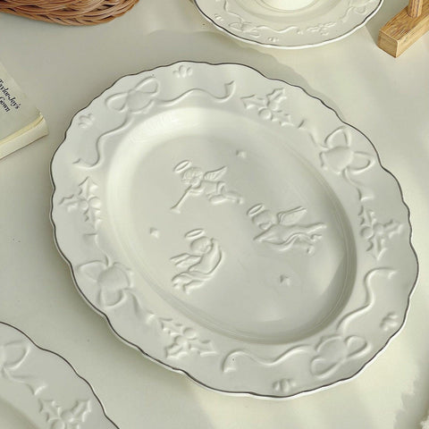 Heavenly Angels Christmas Dining Set - 248ml Cup & 22cm Plate with Festive Details