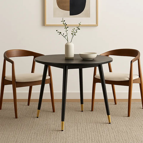 Henley Black Round Wooden Dining Table - 120cm
