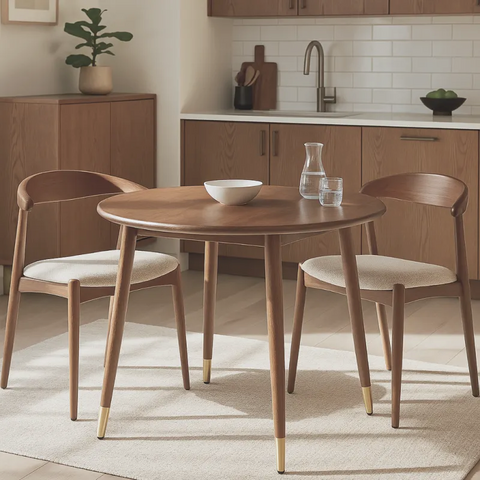 Henley Brown Round Wooden Dining Table - 120cm