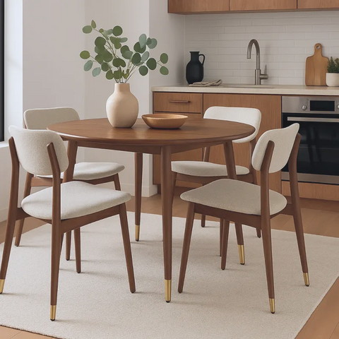Henley Brown Round Wooden Dining Table - 120cm
