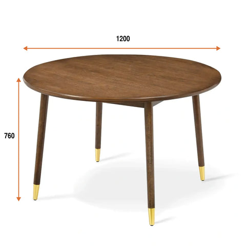 Henley Brown Round Wooden Dining Table - 120cm