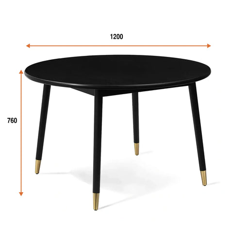 Henley Black Round Wooden Dining Table - 120cm