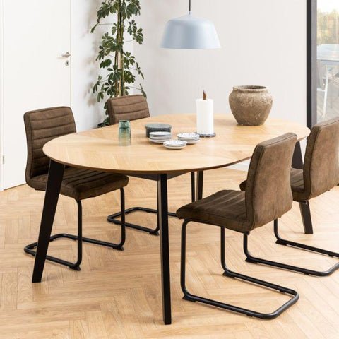 Georgetown Extendable Round Dining Table in Oak & Black