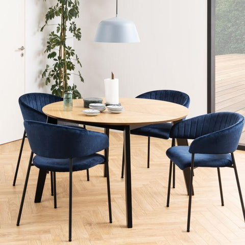 Georgetown Extendable Round Dining Table in Oak & Black