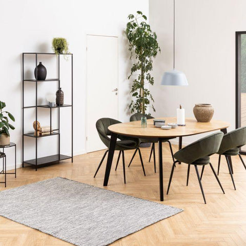 Georgetown Extendable Round Dining Table in Oak & Black