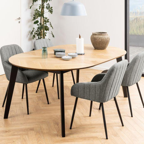 Georgetown Extendable Round Dining Table in Oak & Black