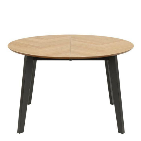 Georgetown Extendable Round Dining Table in Oak & Black