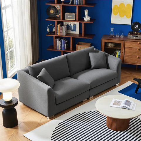 Holborn Grey Linen Sectional 3 Seater Sofa