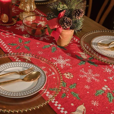 Holly & Bells Christmas Table Runner – 180 x 35 cm