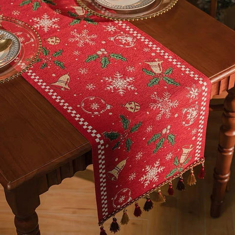 Holly & Bells Christmas Table Runner – 180 x 35 cm