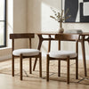 Homestead Set of 2 Beige Textured Fabric Dining Chairs with Walnut Effect Solid Wood Frame