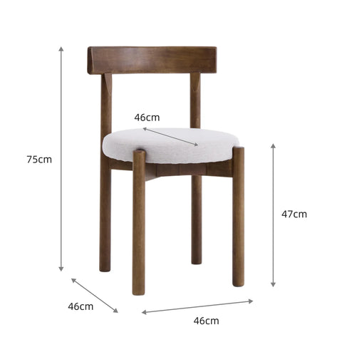Homestead Set of 2 Dining Chairs, Walnut Effect Solid Wood Frame | Light Brown Textured Weave Fabric