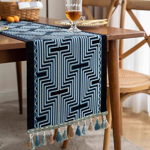 Maze Series Blue Table Runner – 180 x 35 cm