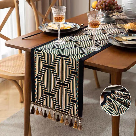 Maze Series Black Table Runner – 180 x 35 cm