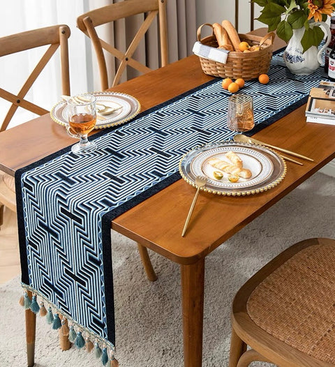 Maze Series Blue Table Runner – 180 x 35 cm