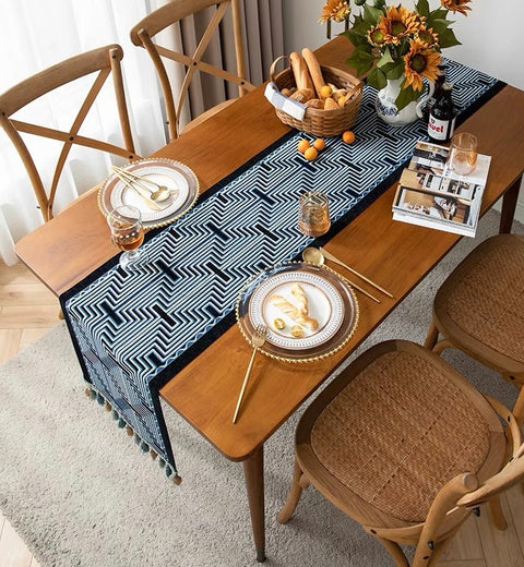 Maze Series Blue Table Runner – 180 x 35 cm