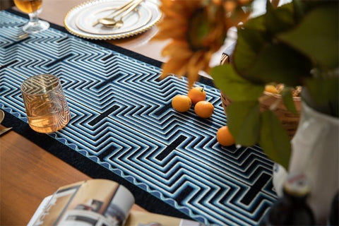 Maze Series Blue Table Runner – 180 x 35 cm