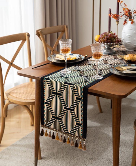 Maze Series Black Table Runner – 180 x 35 cm