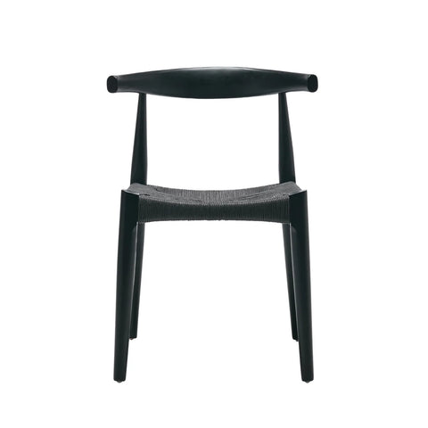 Isla Set of 2 Scandinavian Black Dining Chairs, Beech Solid Wood | Black Natural Weave