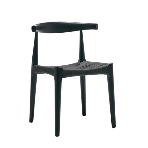 Isla Set of 2 Scandinavian Black Dining Chairs, Beech Solid Wood | Black Natural Weave