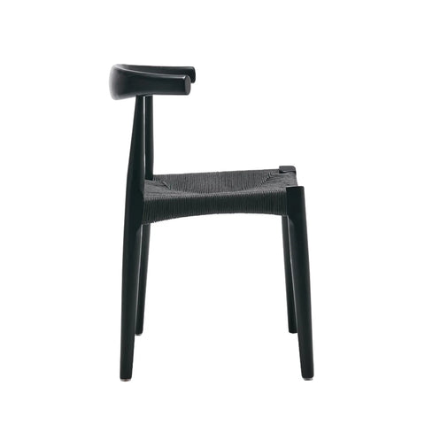 Isla Set of 2 Scandinavian Black Dining Chairs, Beech Solid Wood | Black Natural Weave