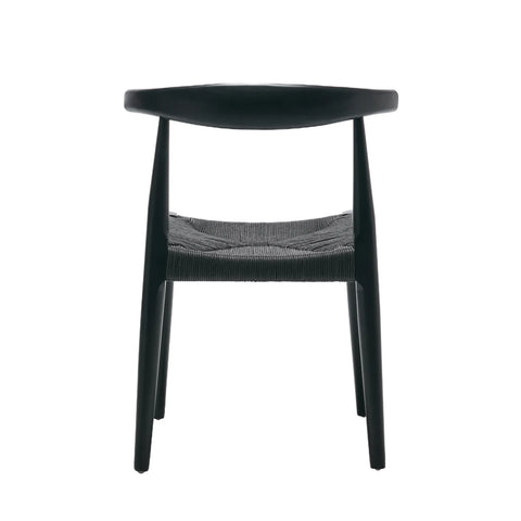 Isla Set of 2 Scandinavian Black Dining Chairs, Beech Solid Wood | Black Natural Weave