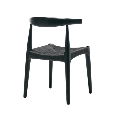 Isla Set of 2 Scandinavian Black Dining Chairs, Beech Solid Wood | Black Natural Weave