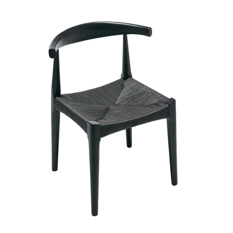Isla Set of 2 Scandinavian Black Dining Chairs, Beech Solid Wood | Black Natural Weave