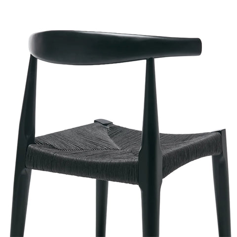 Isla Set of 2 Scandinavian Black Dining Chairs, Beech Solid Wood | Black Natural Weave