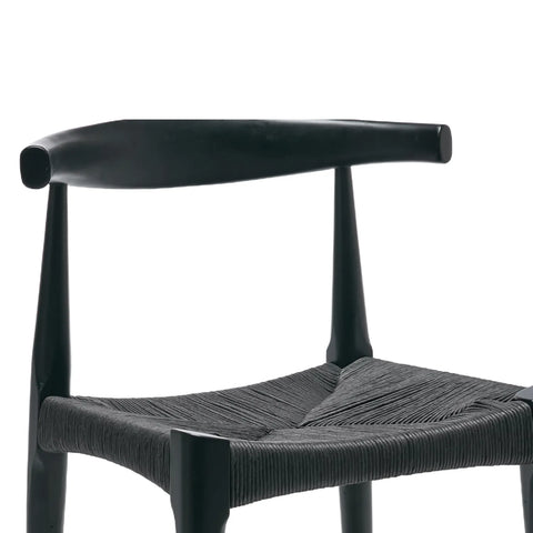 Isla Set of 2 Scandinavian Black Dining Chairs, Beech Solid Wood | Black Natural Weave